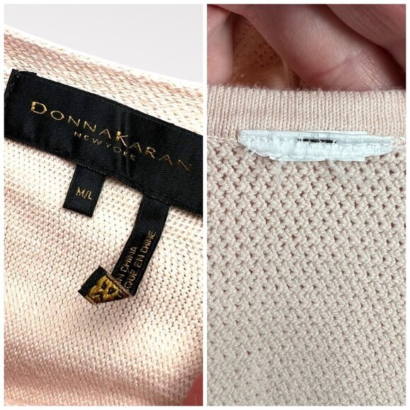 Donna Karan Blush Pink Knit Sweater Poncho Side Tie Medium Large - Picture 4 of 11